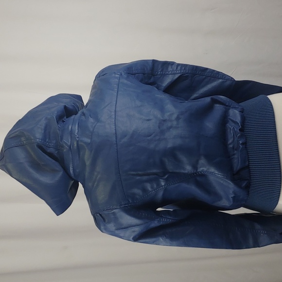 Guess- Faux Leather Jacket, Blue, Medium - Picture 3 of 6